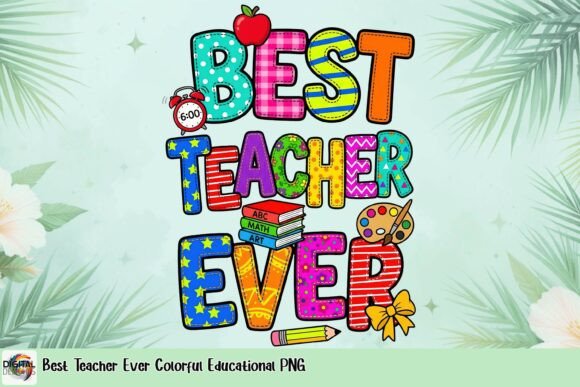 Best Teacher Ever Colorful Educational PNG