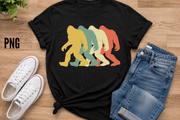 Bigfoot Silhouette Retro Sasquatch PNG