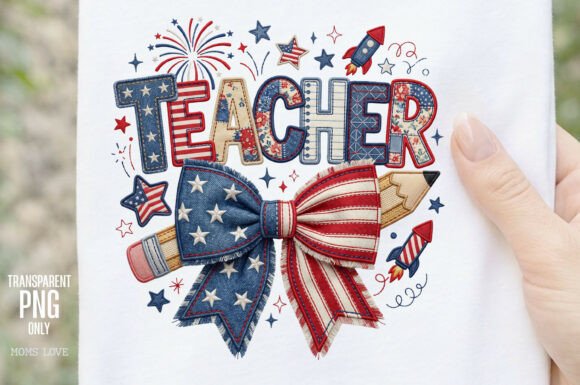 Celebrate Educators with the Teacher Bow PNG Trendy Sublimation Design: A Patriotic Tribute to American Teachers