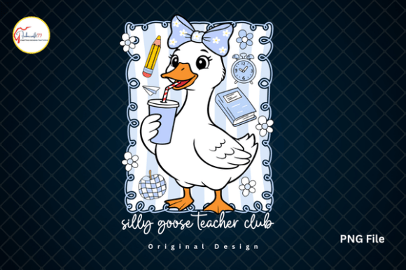 Coquette Preppy Strip Goose Teacher PNG: Elevating Classroom Aesthetics with Digital Design