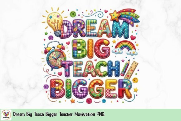 Dream Big Teach Bigger Teacher Motivation PNG