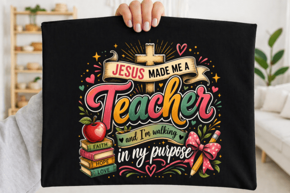 Jesus Made Me a Teacher PNG Sublimation