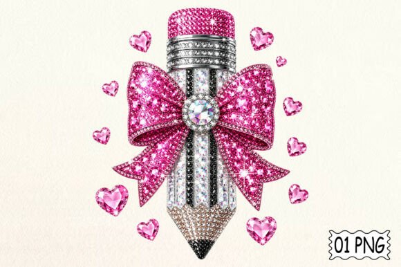 Pencil Rhinestone PNG: Sparkle for School Projects