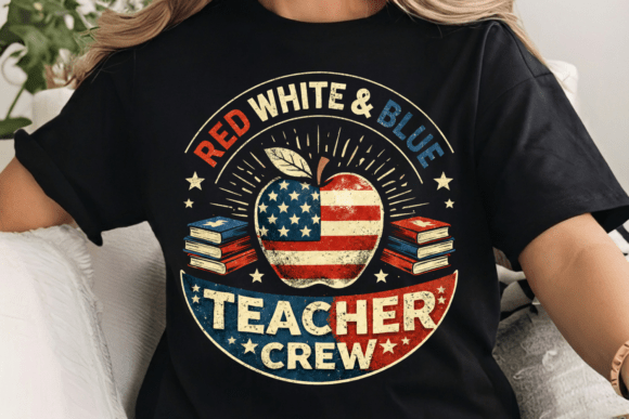 Red White Blue Teacher Crew Shirt PNG: A Versatile Digital Asset for Patriotic Classroom Apparel